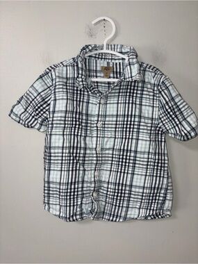 Maximus Rex Blue Gray Plaid Short Sleeve Button Down Boys 3T